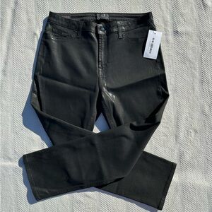 Jen 7 by 7 For All Mankind black coated ankle straight jeans